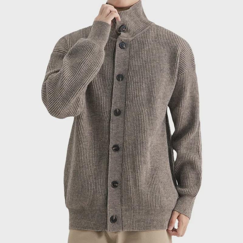 Yimeng Men's Winter High-End Long Sleeve Casual Knitted Sweater Jacket