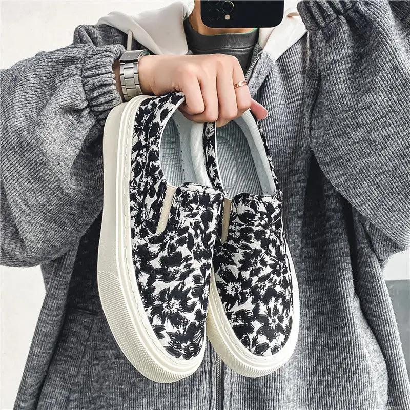 

Male Shoe Print Low-Top Slip-on Moccasin Men s Casual Shoes Comfortable New In Hiking Legitimate Promotion Adults Sale Sneakers 44