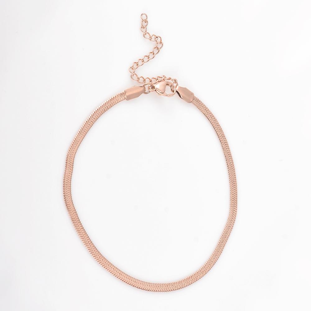 Bracciale a maglia piatta serpente in acciaio inossidabile larghezza 3 mm per donne ragazze catena a maglia spina di pesce regolabile 4 colori