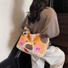 Canvas Bag Women's Large-capacity New Summer Casual Shoulder Bag Cartoon College Student Class Tote Bag