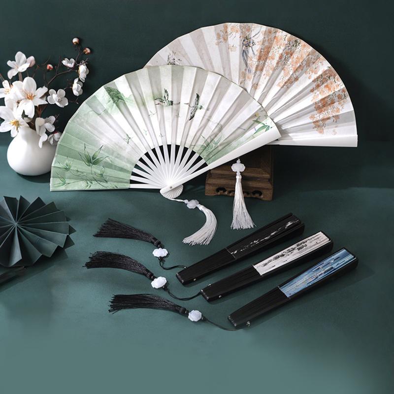 Ventilator pliabil în stil chinezesc, evantai de cârpă de dans clasic, din plastic, de epocă, cu imprimare cu dragon, evantai de mână, recuzită foto, cosplay