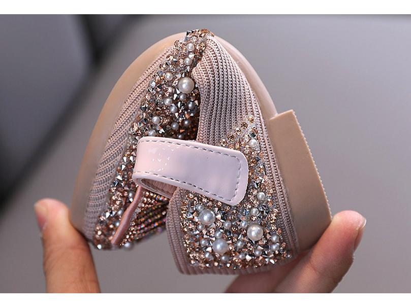 2025 Girls' Spring & Autumn Casual Diamond Bow Dance Shoes for Children