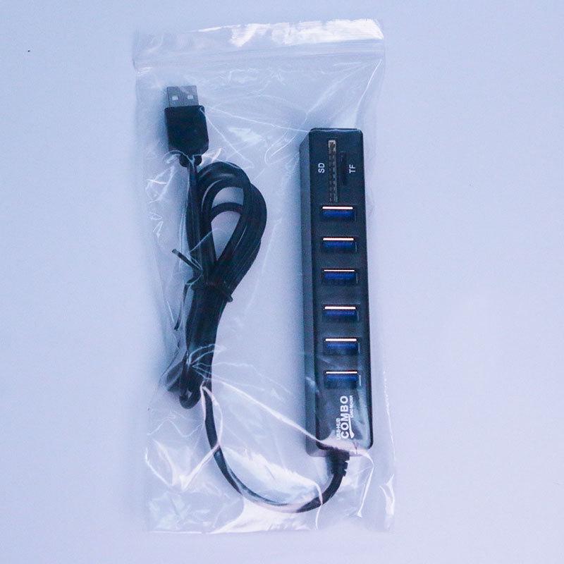 Настоящий USB-хаб 2.0: 6-портовая док-станция-разветвитель с кардридером 2-в-1 для передачи файлов
