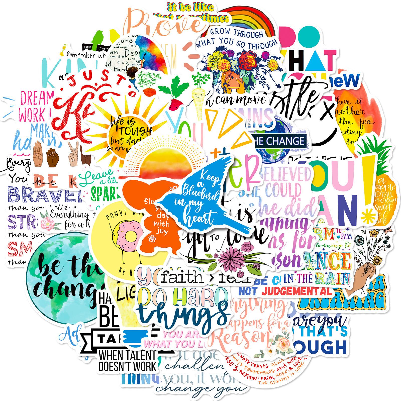 

50 Inspirational Text Stickers Cute Cartoon Inspirational Fairy Text Language Motto DIY Graffiti Stickers