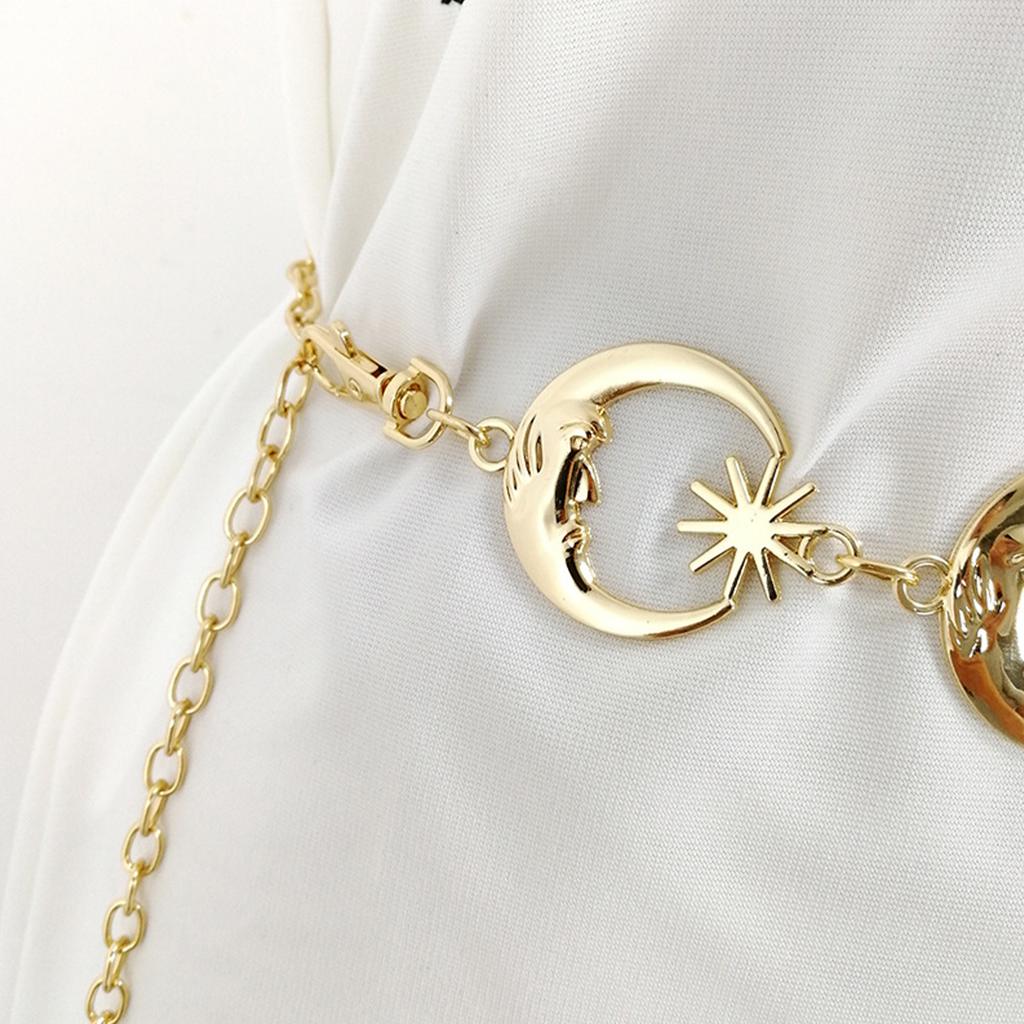 Women Fashionable Moon Metal Waist Chain Belt Modern Decorative Robust No Rust Female Waist Chain
