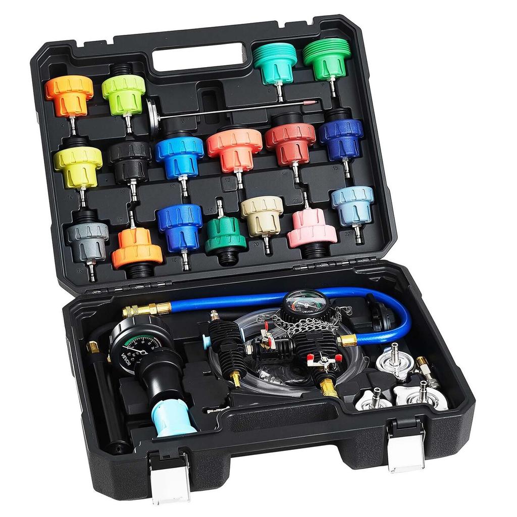Coolant Pressure Tester Kit, 47Pcs Radiator Vacuum Refill Kit with 3 Metal Adapters, Universal Fit, Automotive Cooling System Pressure Tester Tool,