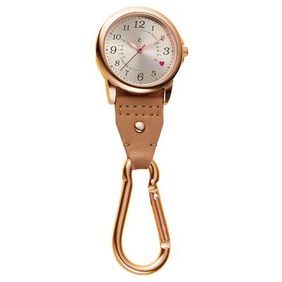 Anfamie Nurse Watch, Long-Lasting Battery, Large Face, Hook-and-Loop Closure, Convenient for Nursing, Care, and Medical Use, Greige