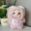 Soft Fluffy Plush Bunny Doll With Floral Lace Trim And Satin Bow Perfect For Kids Birthday Gifts Home Decor
