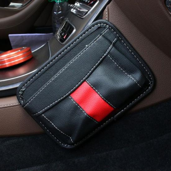 1Pc PU Leather Car Interior Storage Bag Phone Holder Organizer Car Accessories