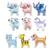 4D Dinosaur Dog Cat Standing Foil Balloons Animals Walking Balloon with Wheel for Kids Birthday Party Decoration Baby Shower