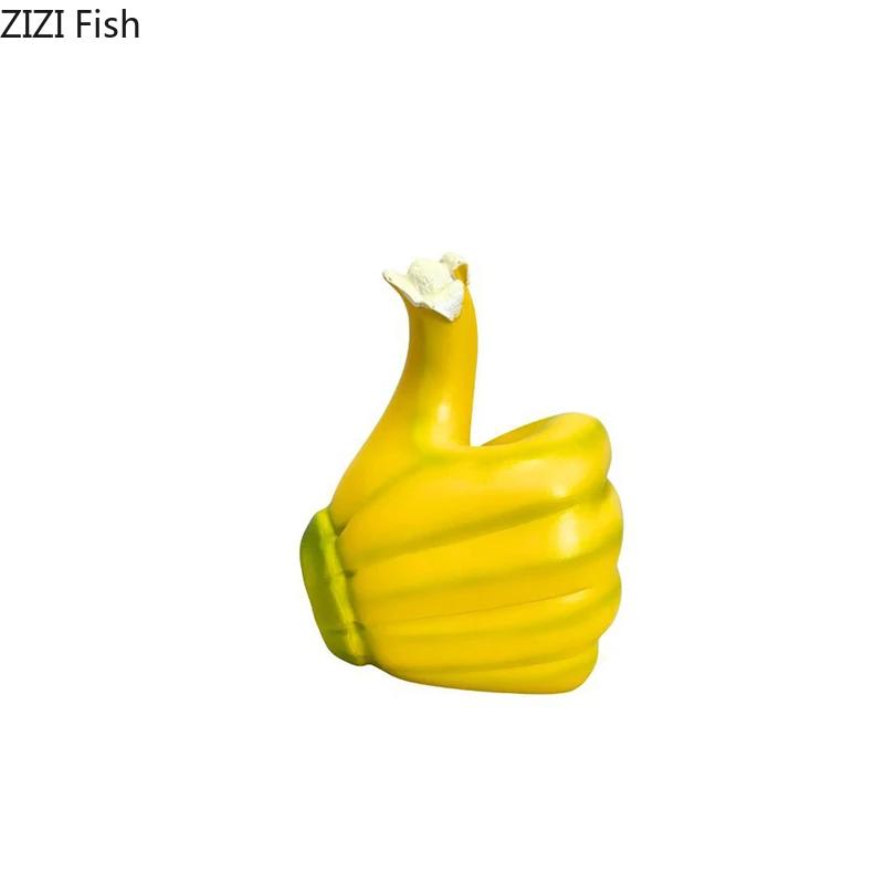 Banana Fist Thumbs-up Ornaments Creative Banana Statue Desk Decoration Resin Crafts Thumbs Sculpture Room Aesthetic Decor