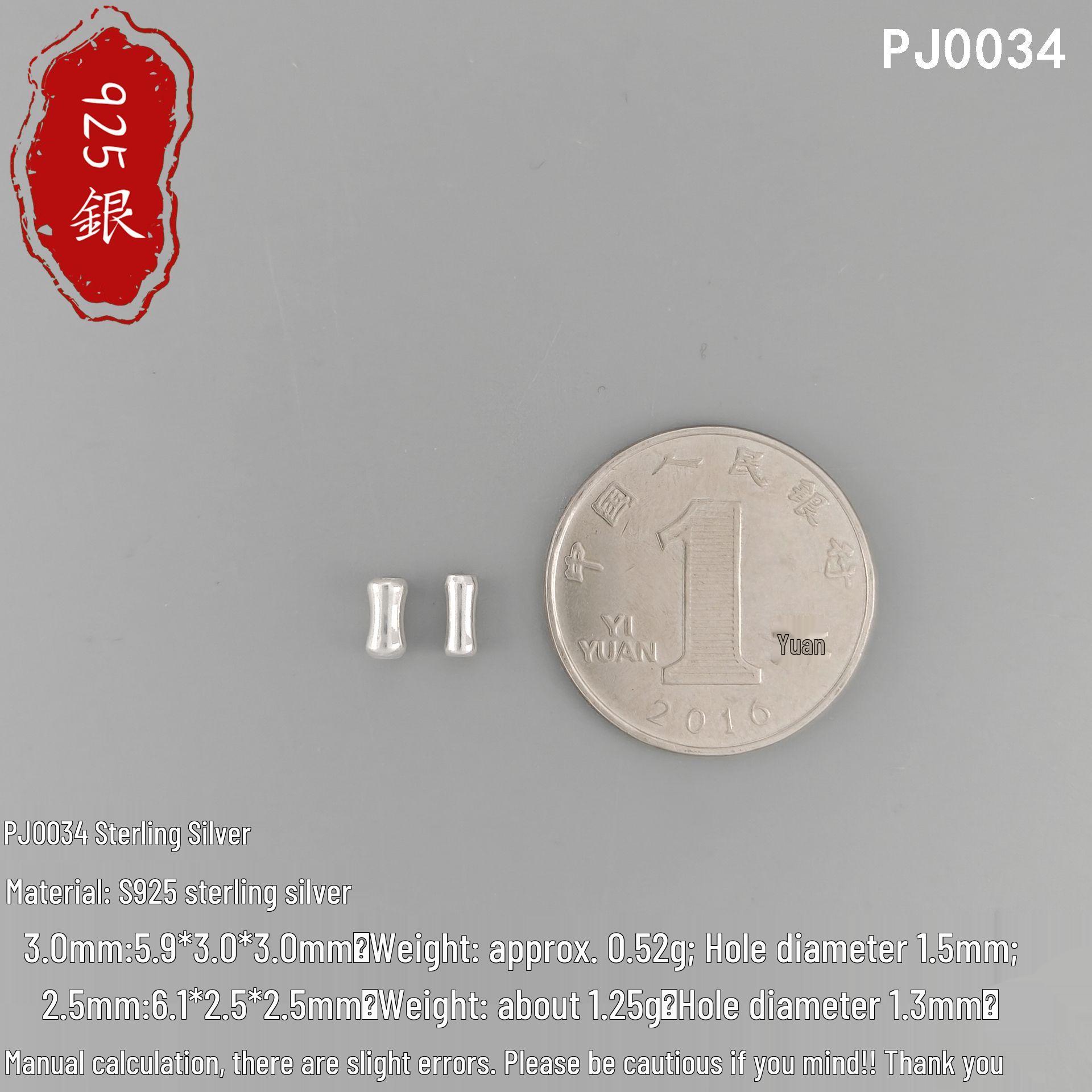 Handmade S925 Sterling Silver Bamboo Tube Spacer Beads for DIY Bracelets