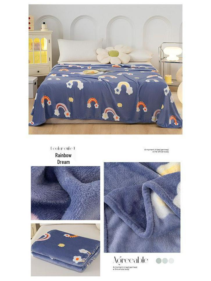 Flannel Insulated Air Conditioning Blanket for Dormitory, Single, and Double Beds