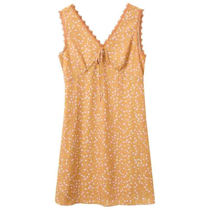 SanCai 2026 Summer Floral Sleeveless V-Neck A-Line Dress L