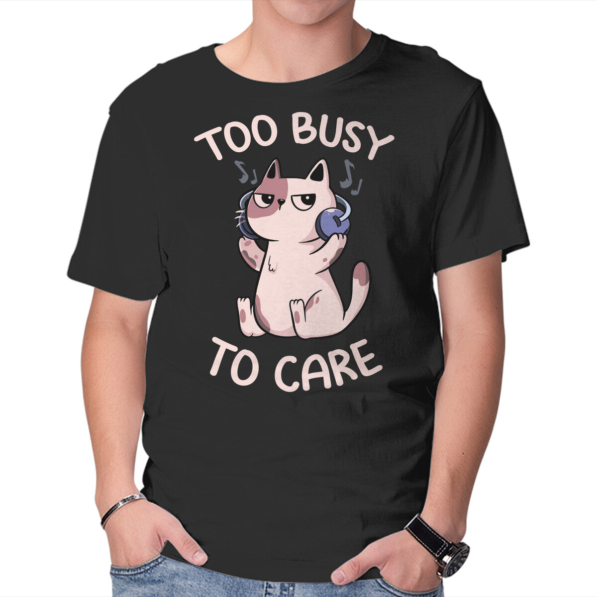 Unisex Crew Neck T-Shirt Too Busy To Care Graphic Short Sleeve Casual Tee XXL