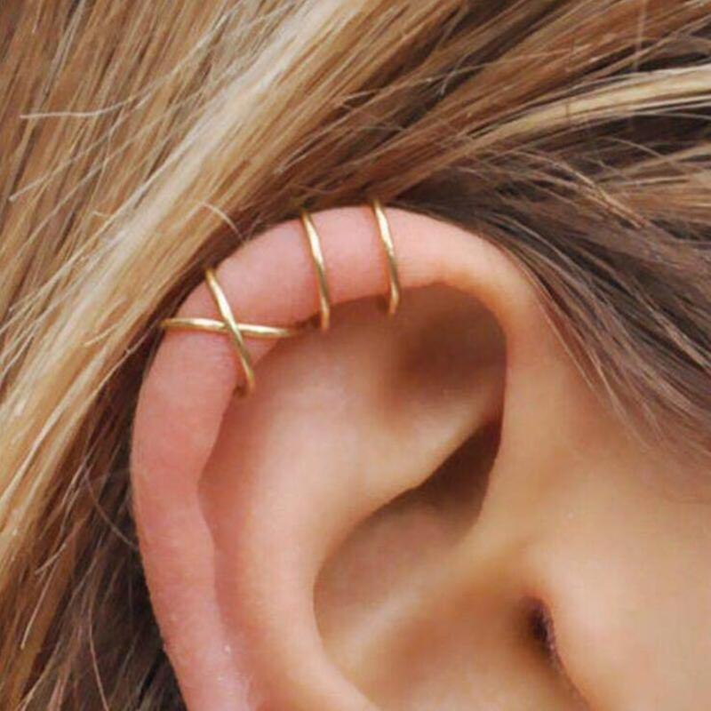 925 Silver Cross C-shape Earring for Women No Pierced Ear Clip Silver
