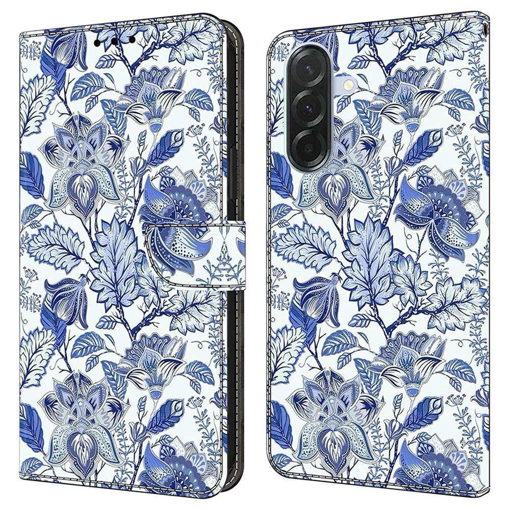 Kožené pouzdro pro Samsung Galaxy A16 5G/4G s potiskem vzoru, peněženkou a stojánkem, flipový kryt na telefon