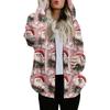 Women's Fashionable Casual Zippered Hooded Christmas Print Drawstring Furry Sweatshirt Jacket