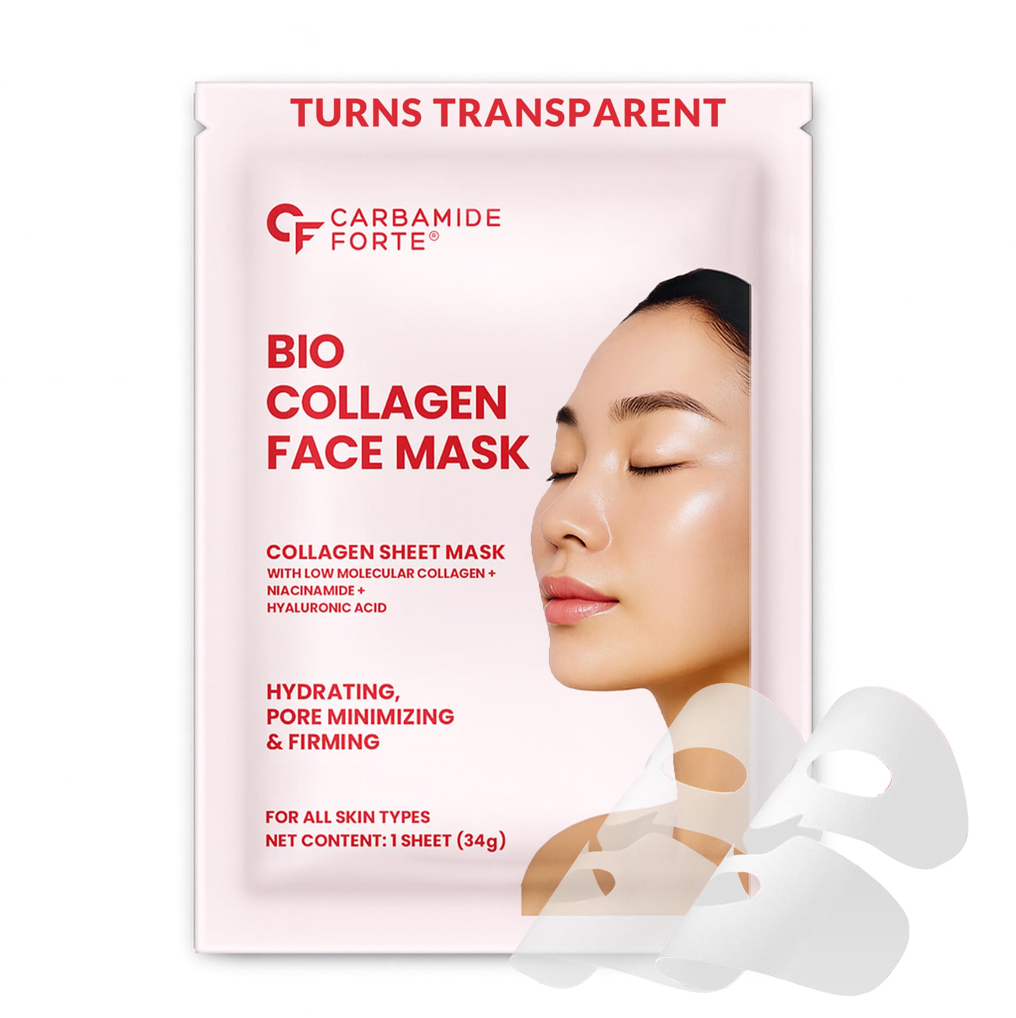 Carbamide Forte Bio Collagen Mask | Collagen Mask Overnight | Sheet Mask | Korean Glass Skin Overnight Hydrogel Face Mask Sheets for Deep Hydration