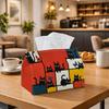 1pc Pop Art Cat Tissue Box Holder - Modern Geometric Animal Grid Color Block Suitable for Home Decor, Tissue Dispenser for Bedroom,, Car, - Gift for C