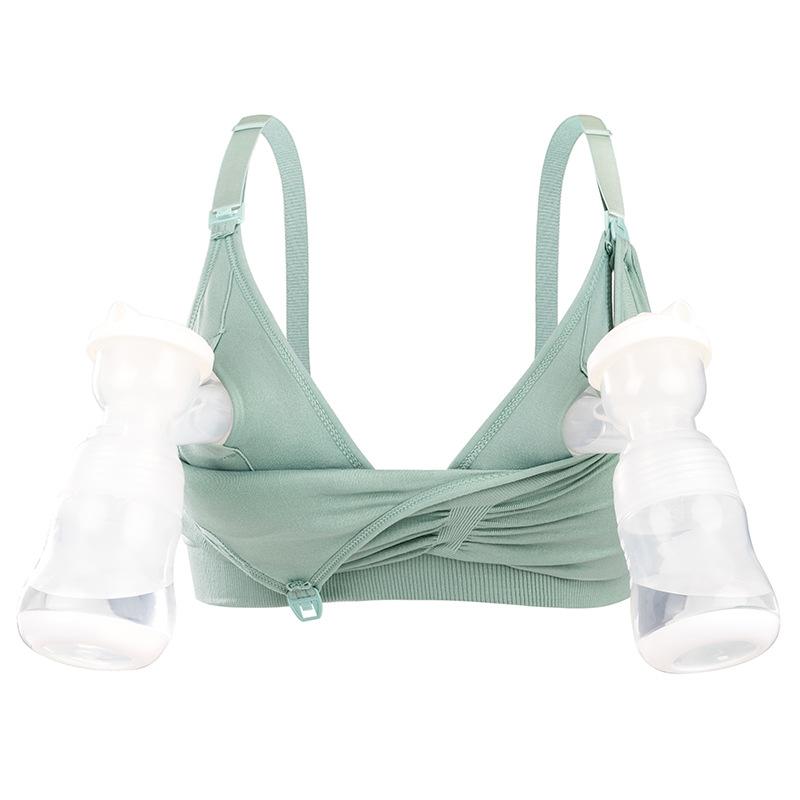 Hands-free Maternity Bra Wire-free Nursing Bra Breast Pump Front-opening Bra