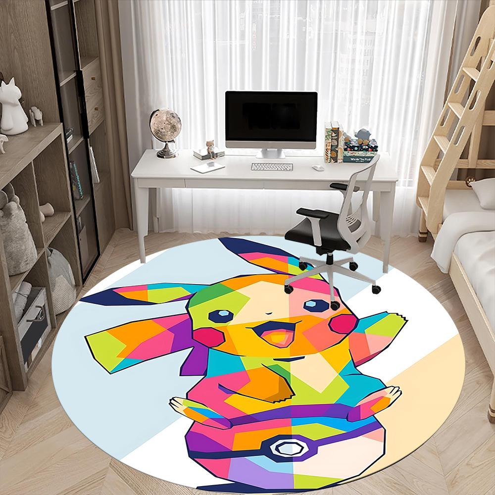 1pc Pikachu Office Round Area Rug, Under Office Chairs Bedroom Living Room Home Decor  a1022278