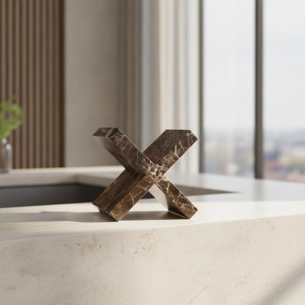 Geometric Sculpture Elegant Marble Small for Study, Interior Designers