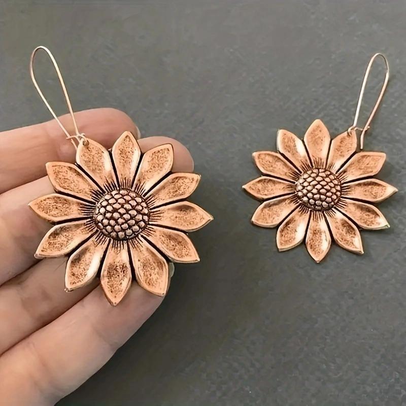 Bohemian Style Fashion Sunflower Drop Earrings for Women Engagement Weddings Flower Dangle Earrings