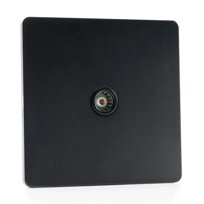 86 Type Retro Switch 1-4 Gang 2 Way Wall Light Brass Lever Toggle Switch Black Matte Stainless Steel Panel EU FR Power Outlet