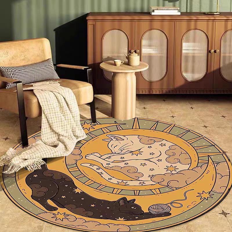 Cute Sun, Moon And Kitten Carpet Is Soft And Machine Washable, Suitable For Living Rooms, Bedrooms And Home Decoration