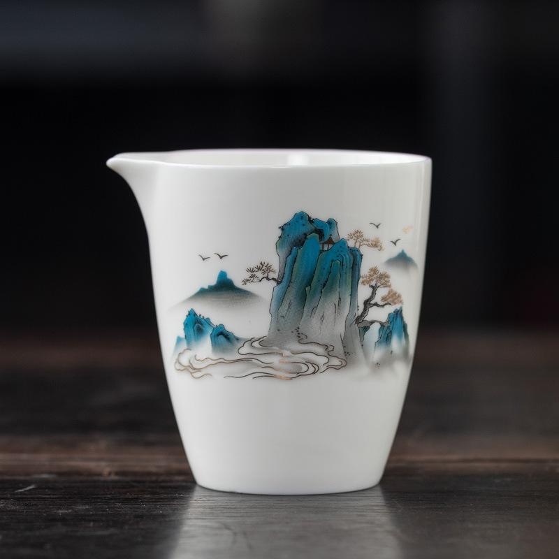 

Fair cup suet jade tea sea white porcelain hand-painted creative household kung fu tea set accessories six gentlemen high-end tea dispenser