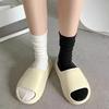 Women's Japanese Mid-Calf Slouch Socks - Black & White, Solid Color, Spring/Summer Trend, Maternity-Friendly