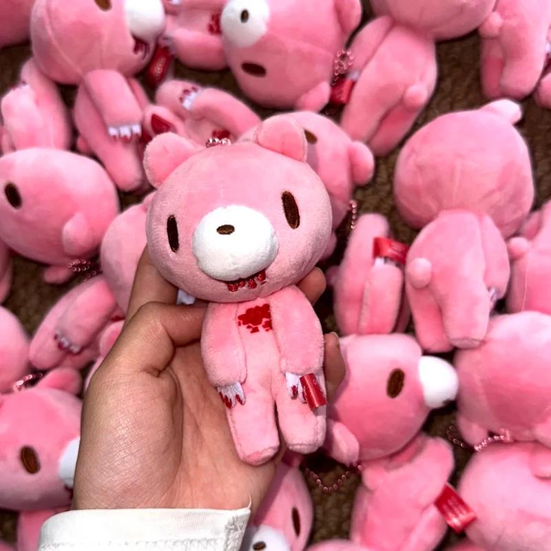 Kawaii Blutrünstiger Bär Schlüsselanhänger Anime Figur Rosa Bär Plüschtier Mädchen Y2K Tasche Zubehör Puppe Kinder Geburtstagsgeschenk