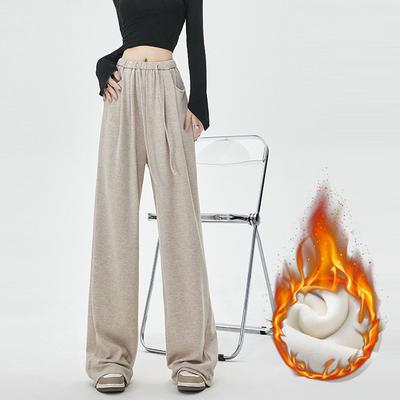 Women's Winter Autumn Clothes Plus Velvet Thick Pants High Waist Casual Wide Leg Pants For Women Streetwear Fashion Clothing