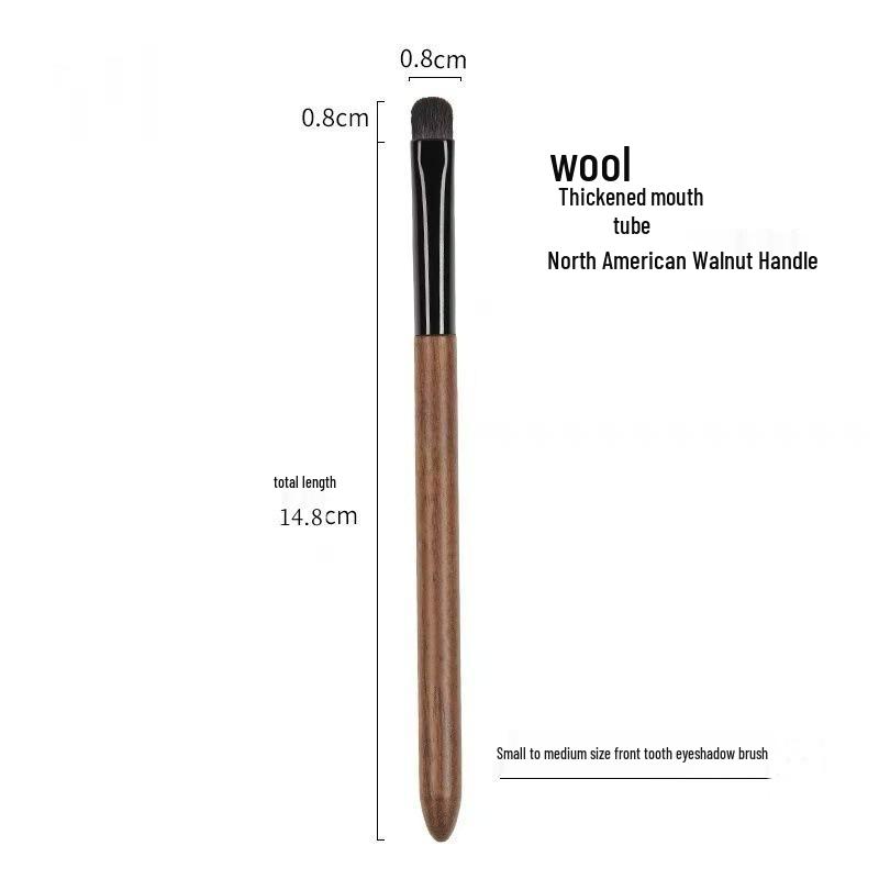 Three-Piece Portable Eyeshadow Brush Set: Base, Under-Eye, and Detail Brushes with Walnut Handles