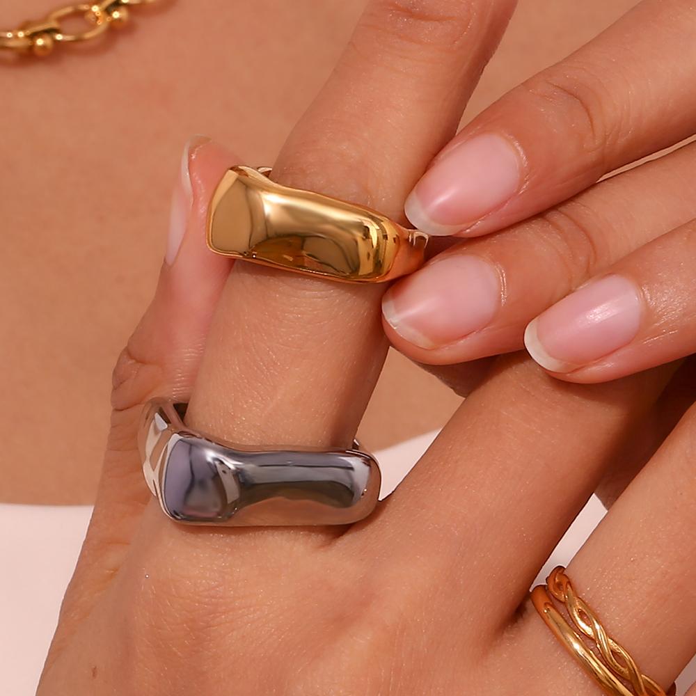 MamacitaSlay Unique Stainless Steel Square Ring Party Design Waterproof Jewelry 2025 New Trendy Accessories High Quality Gift