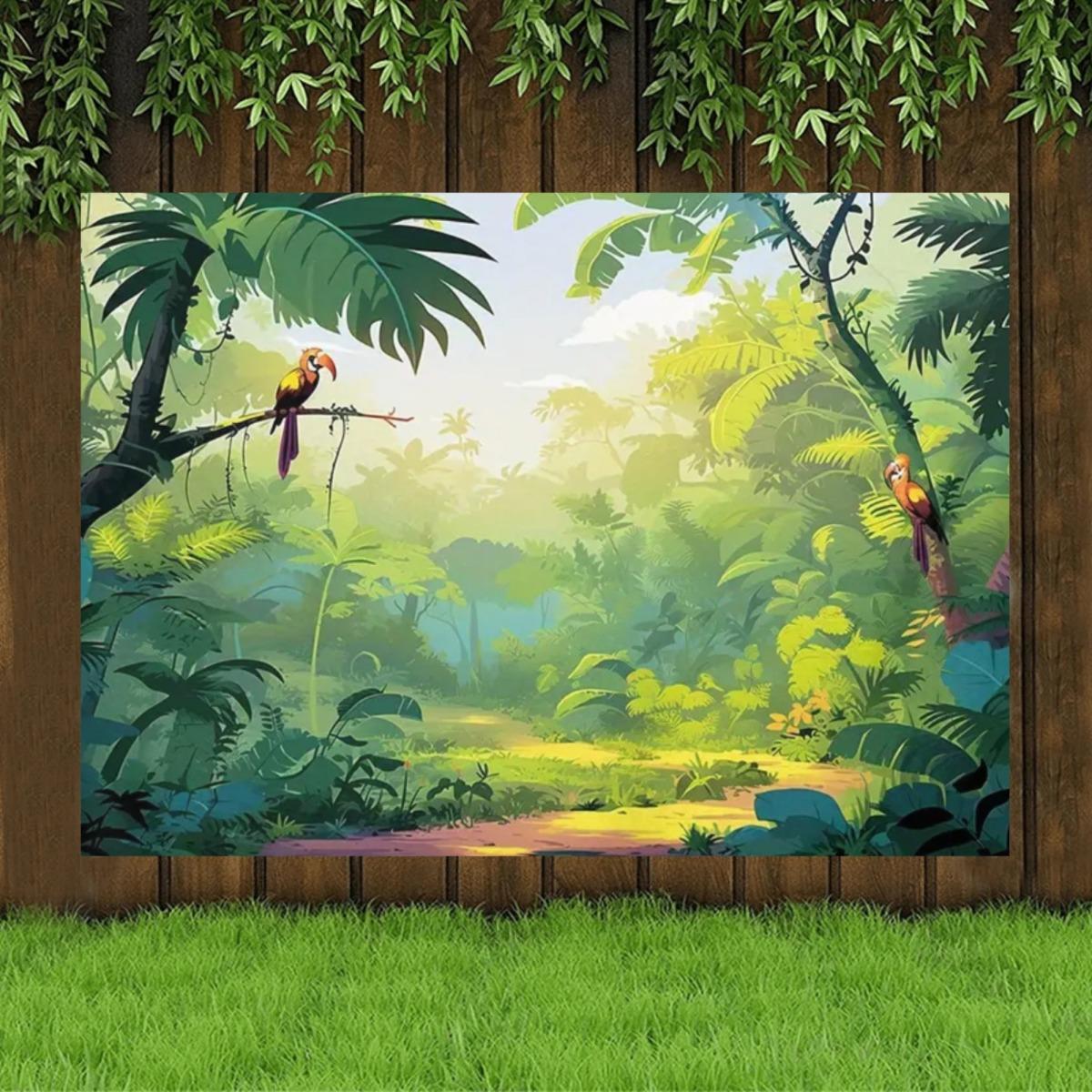 2D flat surface 1 piece of jungle exploration background fabric durable for indoor/outdoor party decoration 100x150cm