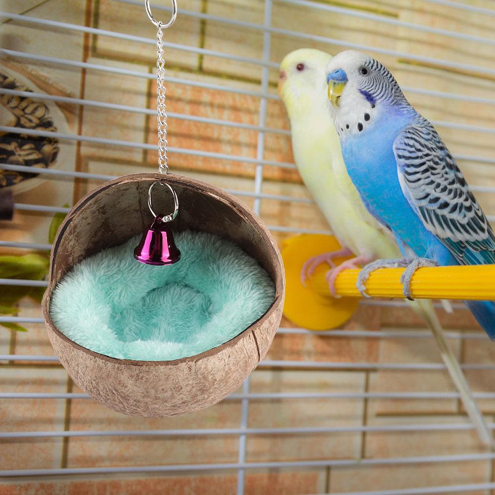 Natural Coconut Husk Bird Breeding Nest Bed Cage Hatching Nest with Mat