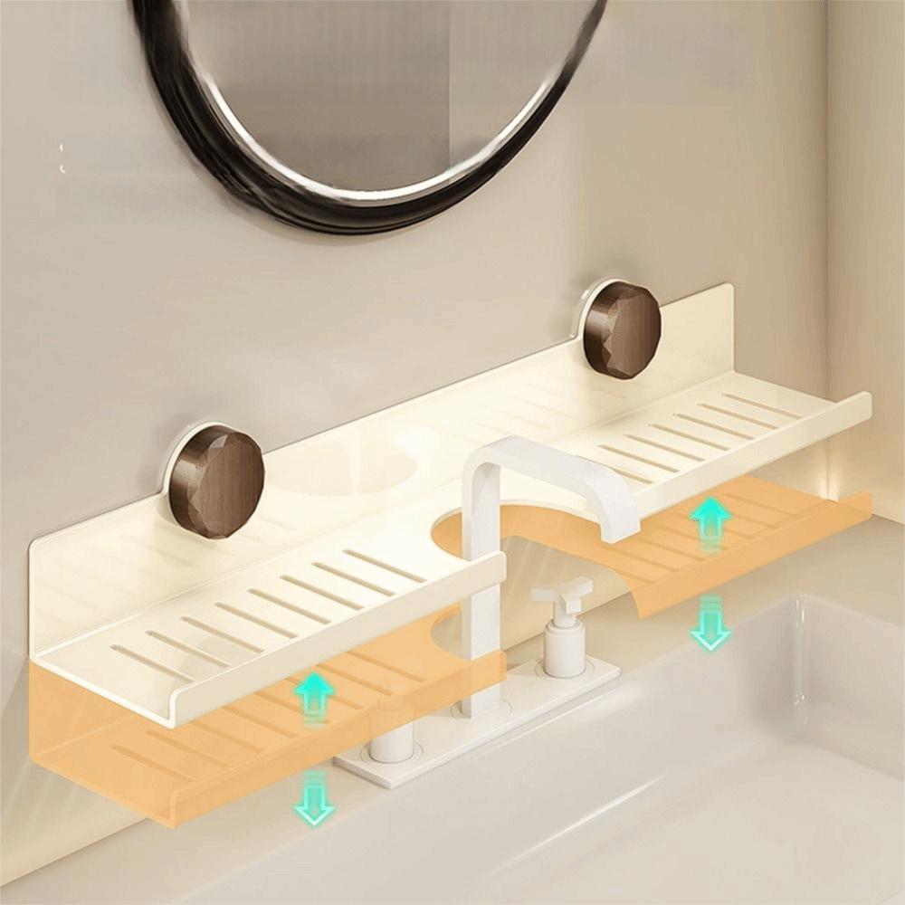 No-Drill Kitchen Floating Shelf Organizer Suction Cup U-Shaped Storage Rack  Laundry Sink