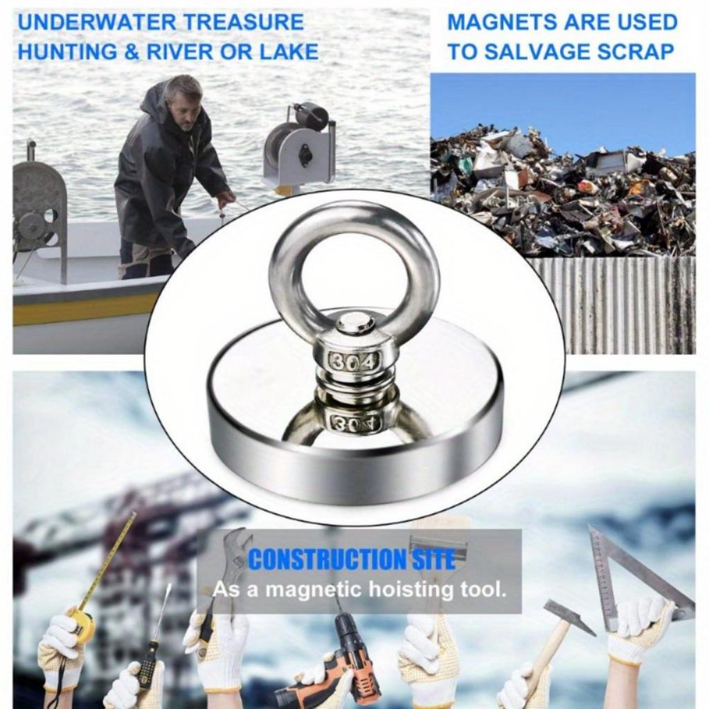 Cârlig cu magnet de pescuit din neodim super-puternic N52 Magnet pentru pământuri rare pentru sarcini grele cu șurub cu ochi cu gaură înfundată Magnet de salvare 48-60mm