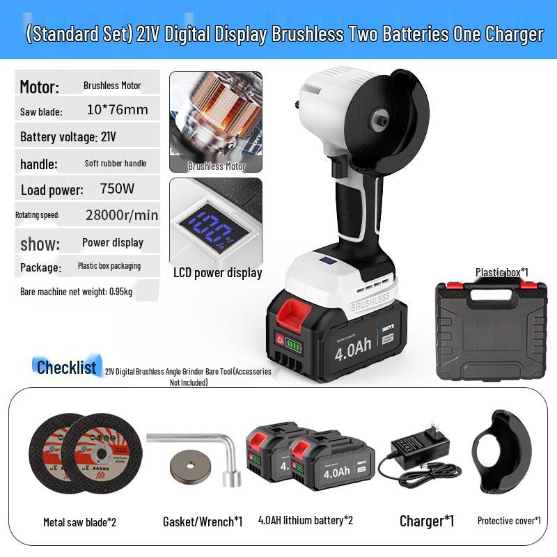Compact Brushless Lithium Battery Angle Grinder for Home - Electric Micro Grinder for Seam Cleaning and Cutting