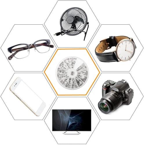 Samcos Precision Screw Set, Screw Replacement Repair Kit for Glasses and Watch Repair, Watch Tool Set with Mini Screwdriver (120 Pieces)