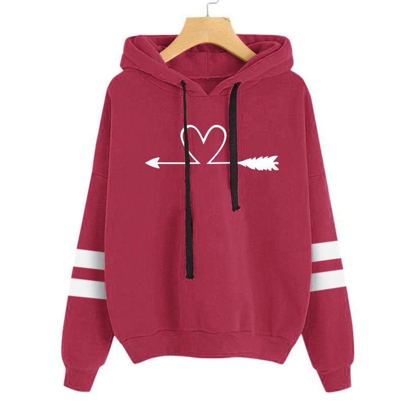 Women Pullover Hooded Sweatshirt for Autumn Ladies Pattern Print Long Sleeve Hoodies Tops