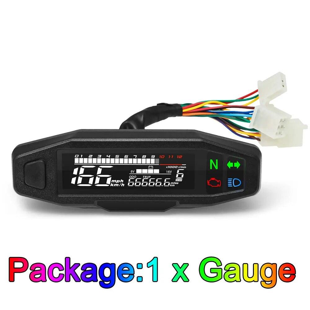 AD Universal Motorcycle Speedometer Digital Speed Meter LED Tachometer Dashboard Instrument Panel Meter LCD Display Y Bracket MT0069-M040