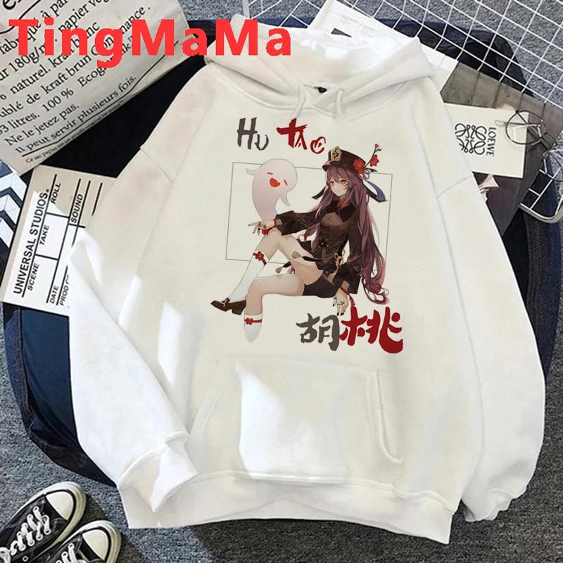 Hu Tao Genshin Impact Hoodies Men Kawaii Cartoon  Fashion Harajuku Streetwear Graphic Hoody Unisex Sweatshirts