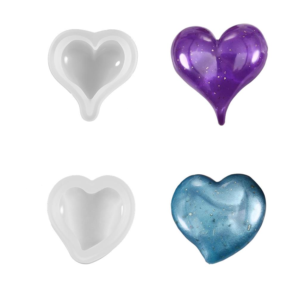 1PCS 3D Heart Shape Silicone Mold Resin Epoxy Keychain Pendants Mould Soap Candle Molds For DIY Jewelry Making Findings