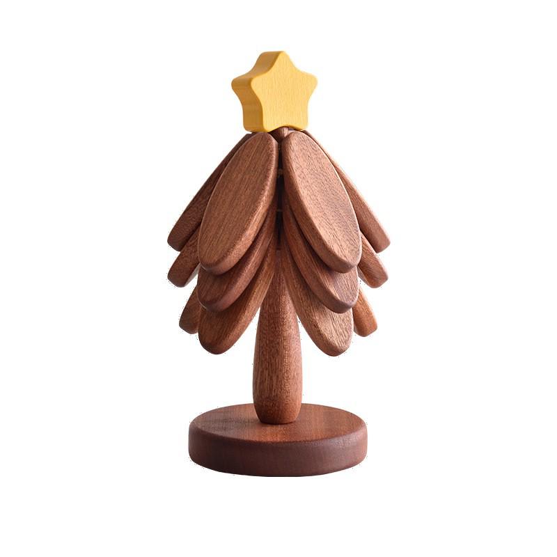 High-End Solid Wood Christmas Tree Table Mat - Heat Resistant Pot & Dish Pad