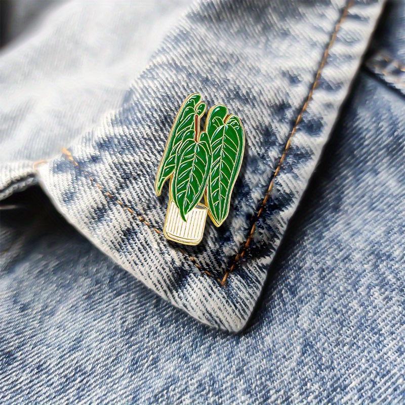 Creative Cartoon Potted Flower Enamel Brooch Badge Pastoral Green Leaf Brooch Suitable for Men and Women Hats Bags Clothes Gifts