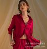 Sexy Boyfriend Style Shirt Women's Spring and Autumn Morning Gown Long-sleeved Satin Can Be Worn Outside Large Size Suit