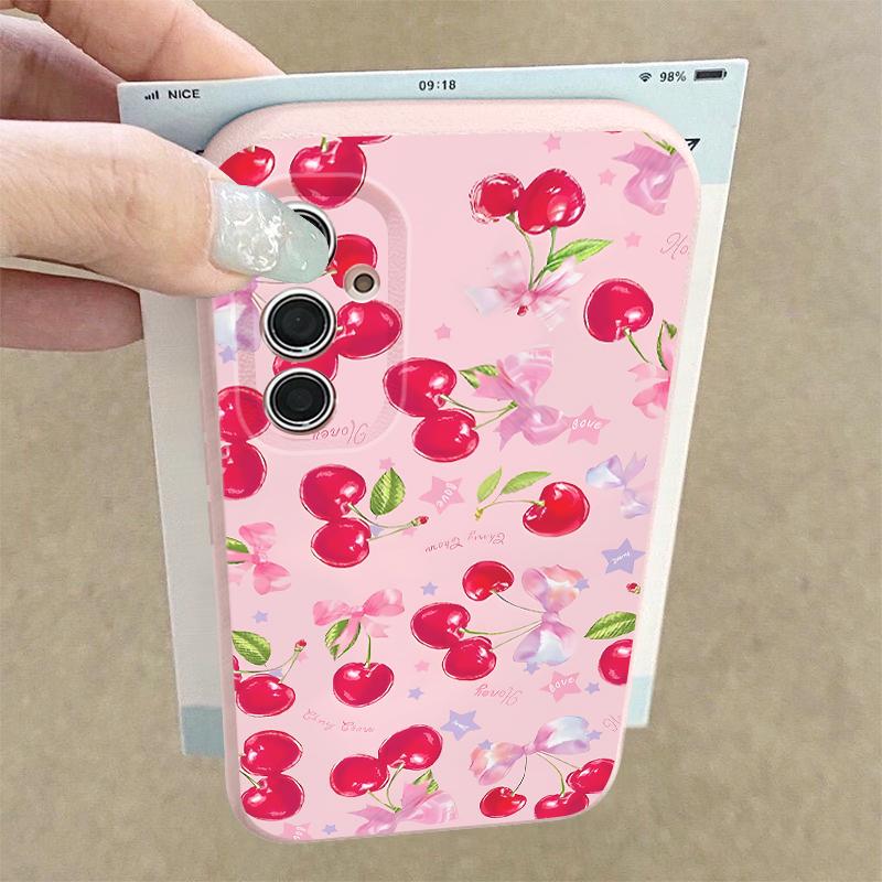 Lovely Cherry Fruits Print Case For Samsung A18 A57 A37 A17 A56 A36 A26 A16 A55 A35 A25 A15 A54 S21 FE S22 S23 S24 Plus S25 S26 Ultra Soft Cover